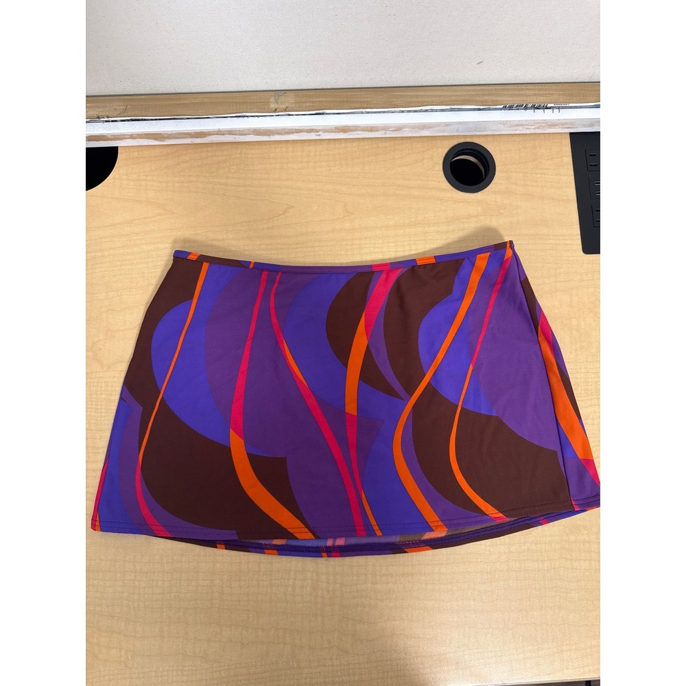 Victoria's Secret Retro Psychedelic Swirl Swim Skirt Purple Orange Pink Size M